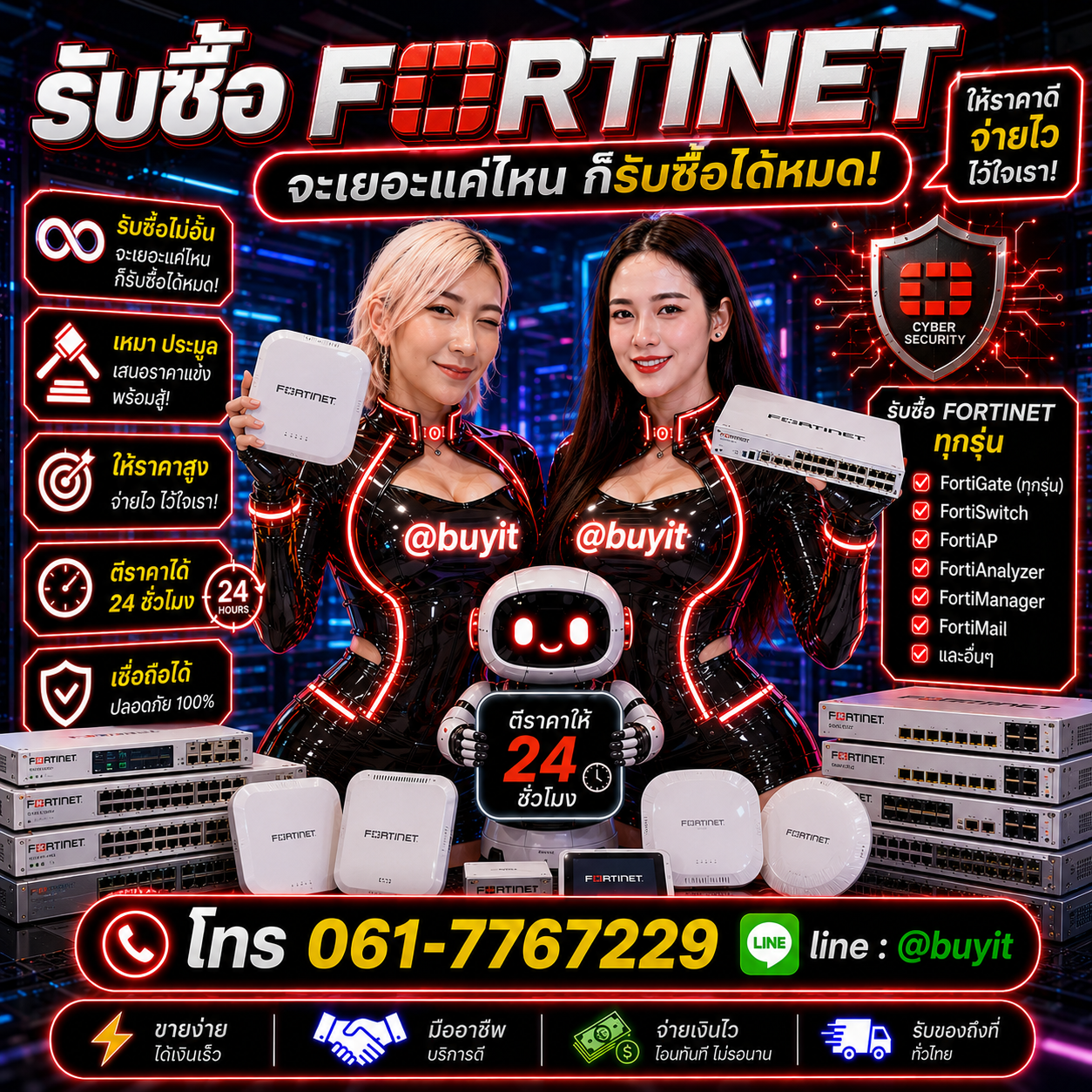 รับซื้อเหมา Fortinet หลายตัว รับซื้อหลายรายการ เสนอราคาแข่ง